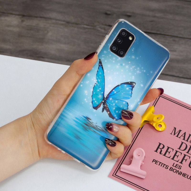 Case Kuoret Samsung Galaxy A31 Puhelinkuoret Fluoresoiva Sininen Perhonen