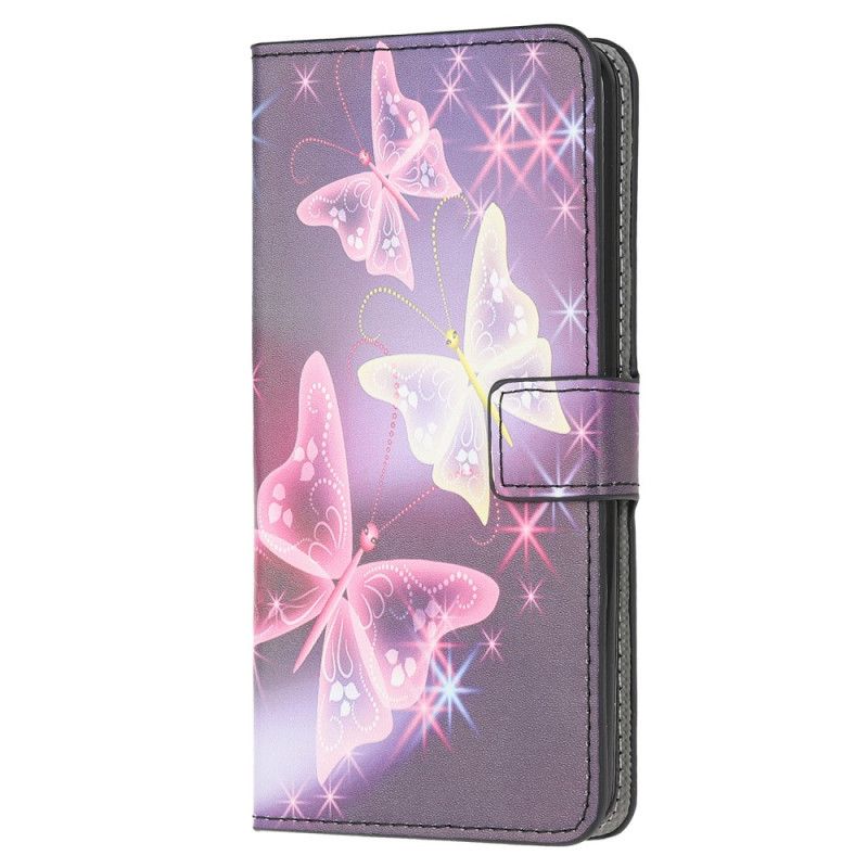 Flip Case Samsung Galaxy A31 Valkoinen Musta Modernit Perhoset