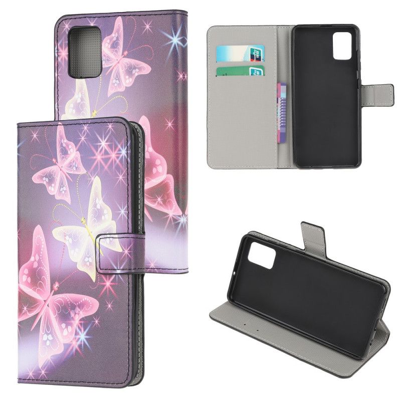 Flip Case Samsung Galaxy A31 Valkoinen Musta Modernit Perhoset