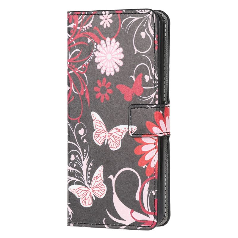 Flip Case Samsung Galaxy A31 Valkoinen Musta Modernit Perhoset