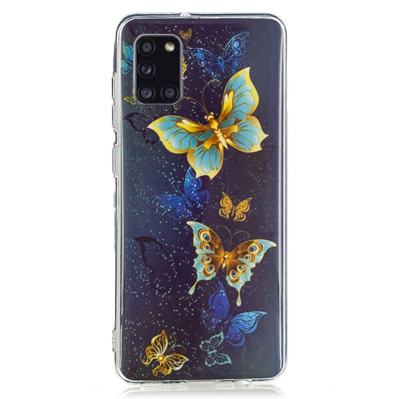 Kuori Samsung Galaxy A31 Vaaleansininen Tummansininen Fluoresoiva Perhosarja