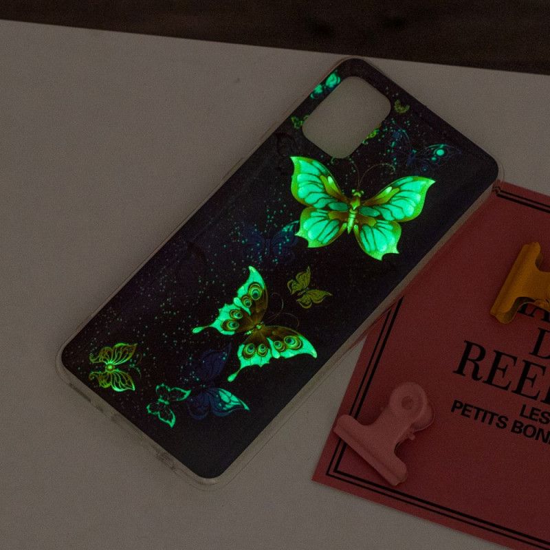 Kuori Samsung Galaxy A31 Vaaleansininen Tummansininen Fluoresoiva Perhosarja