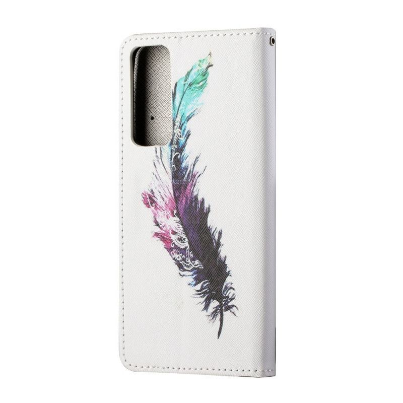 Flip Case Huawei P Smart 2021 Höyhen Stringillä