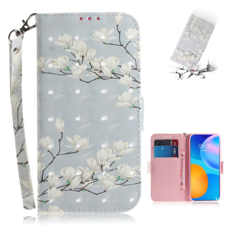 Flip Case Huawei P Smart 2021 Kukkiva Puu. Jossa On Remmi