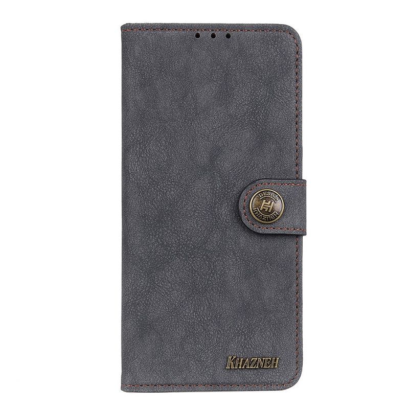 Flip Case Huawei P Smart 2021 Tummansininen Harmaa Retro Khazneh Halkaistu Tekonahka