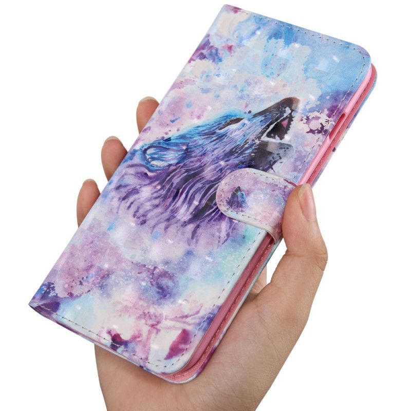 Flip Case Huawei P Smart 2021 Vaalea Täpli Susi Gerald