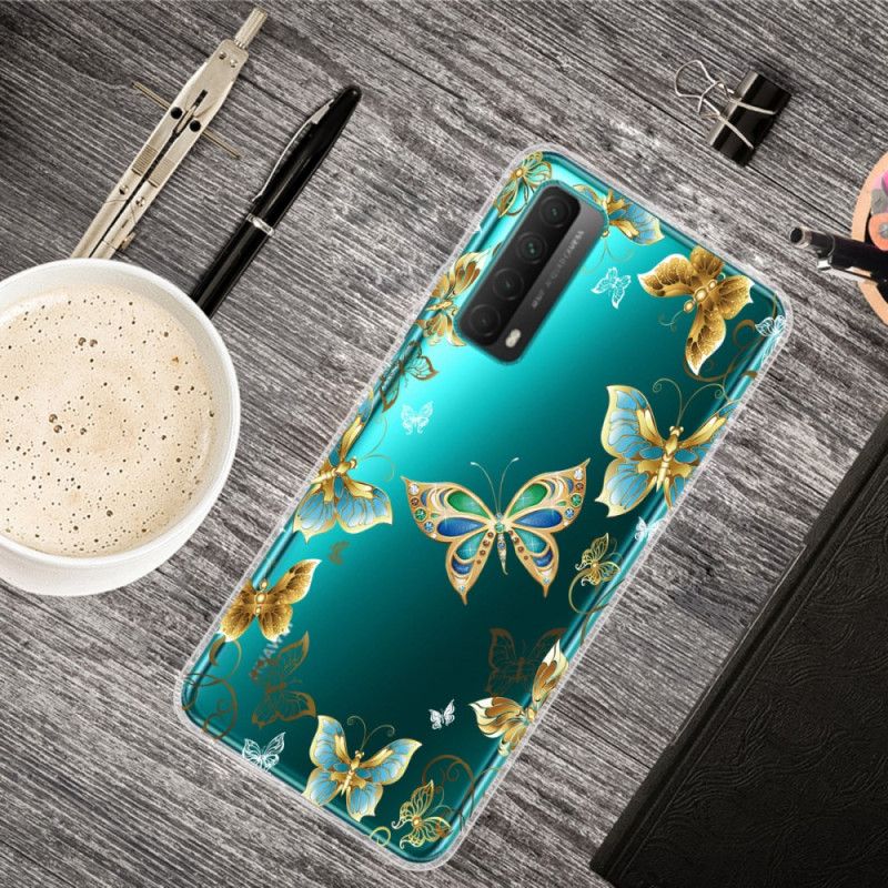 Kuori Huawei P Smart 2021 Kulta Tummansininen Perhosia