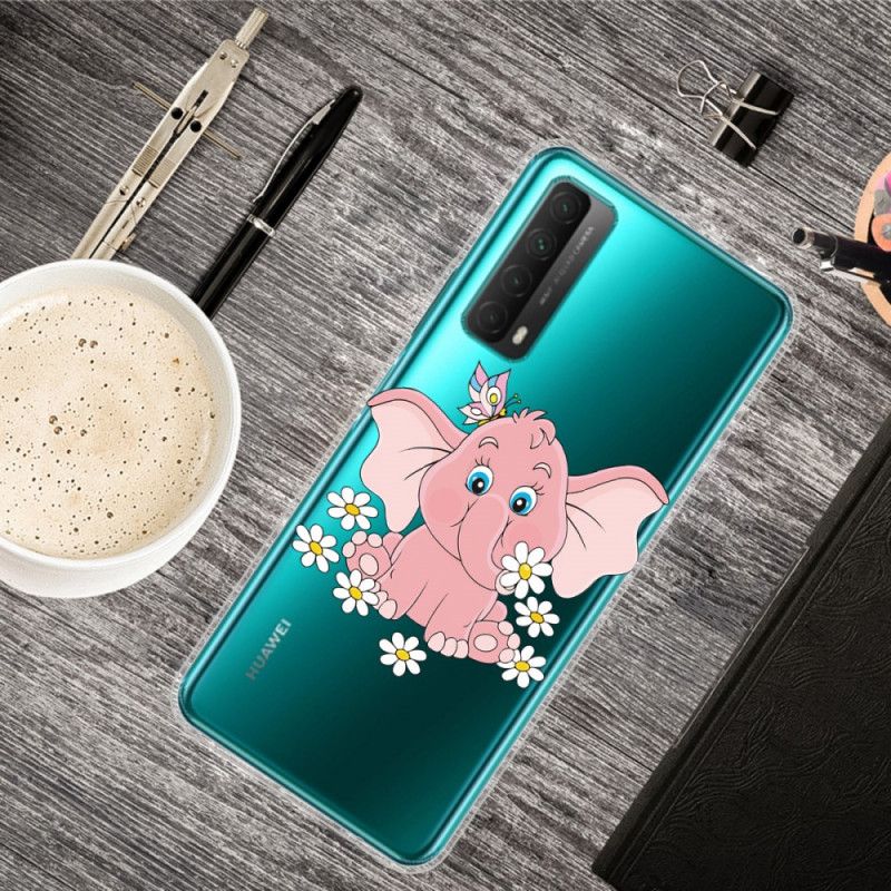 Kuori Huawei P Smart 2021 Läpinäkyvä Vaaleanpunainen Norsu