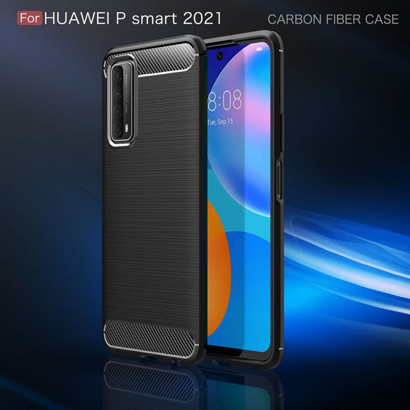 Kuori Huawei P Smart 2021 Punainen Musta Harjattu Hiilikuitu Suojakuori