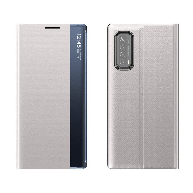 Näkymä Kansi Huawei P Smart 2021 Valkoinen Musta Kuvioitu Tekonahka