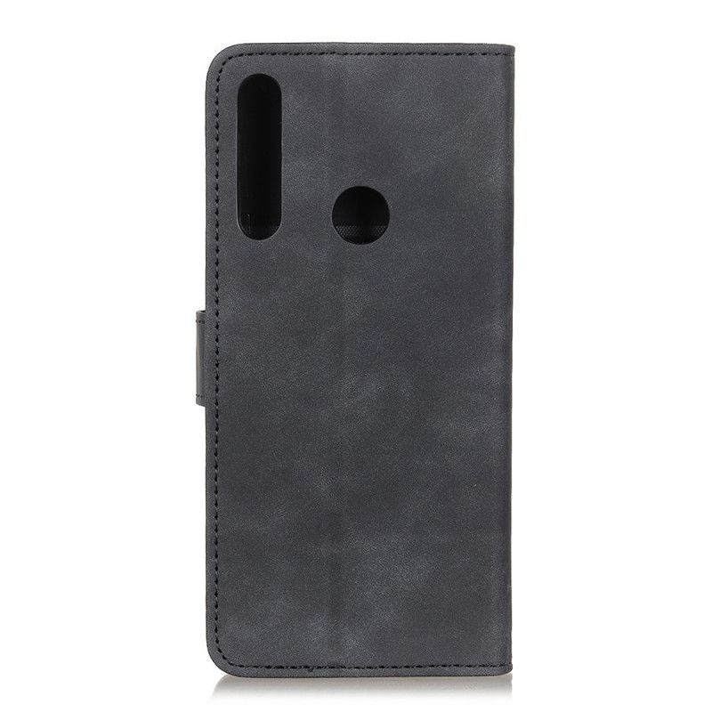 Flip Case Huawei Y6p Punainen Musta Vintage Khazneh-Nahkaefekti