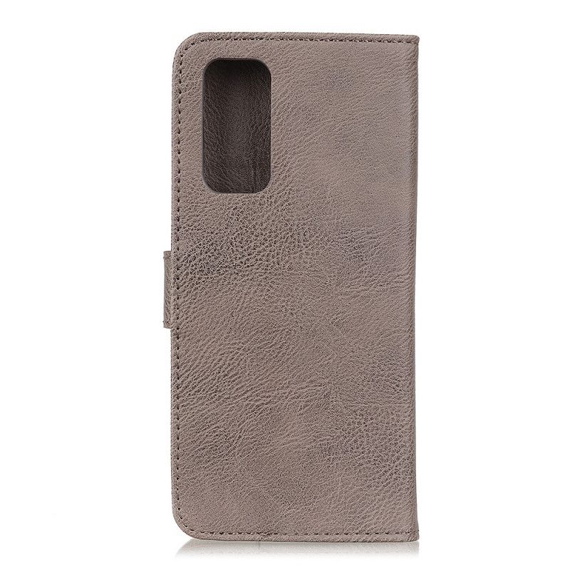 Flip Case Samsung Galaxy Note 20 Harmaa Musta Khazneh Keinonahka