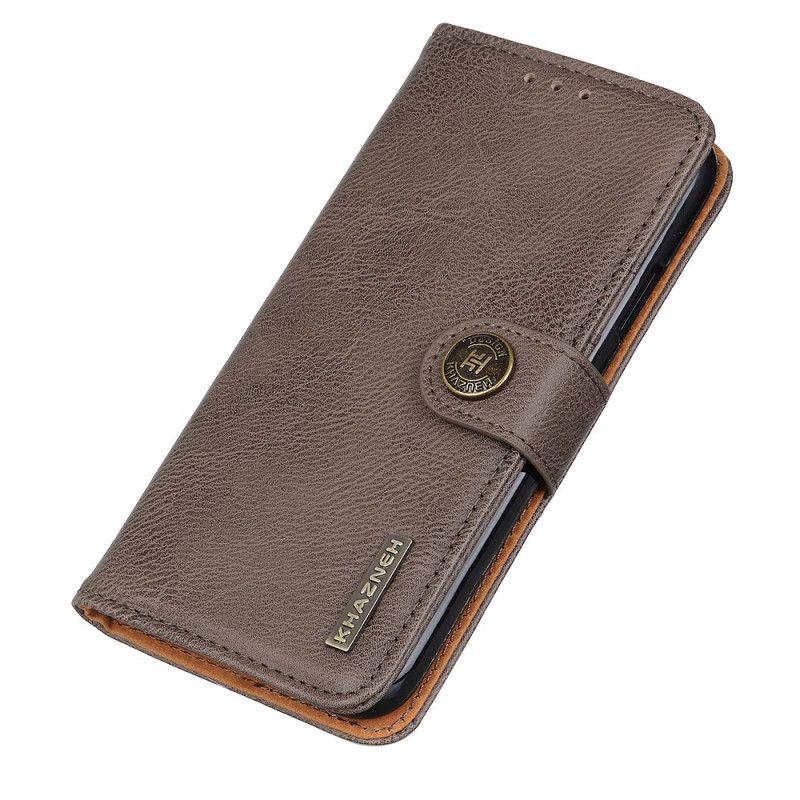 Flip Case Samsung Galaxy Note 20 Harmaa Musta Khazneh Keinonahka