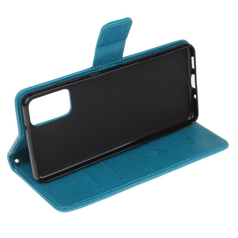 Flip Case Samsung Galaxy Note 20 Harmaa Musta Perhosia Ja Stringikukkia