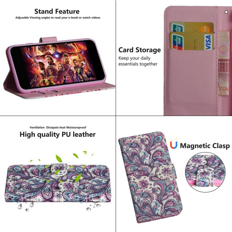 Flip Case Samsung Galaxy Note 20 Kuvioidut Kukat