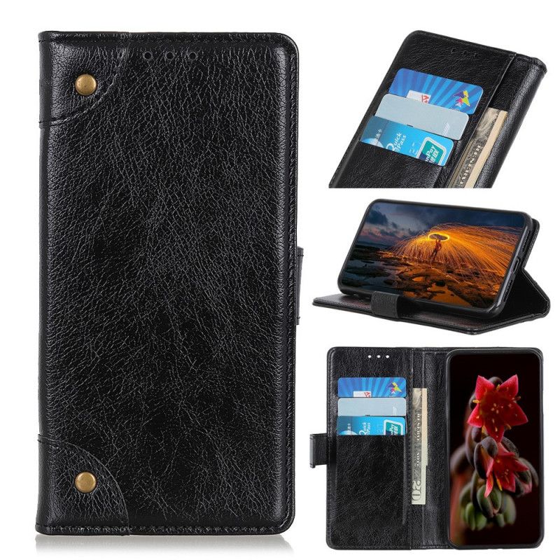 Flip Case Samsung Galaxy Note 20 Punainen Musta Nappa-Nahkatyyli