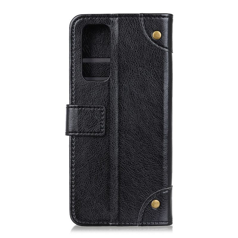 Flip Case Samsung Galaxy Note 20 Punainen Musta Nappa-Nahkatyyli