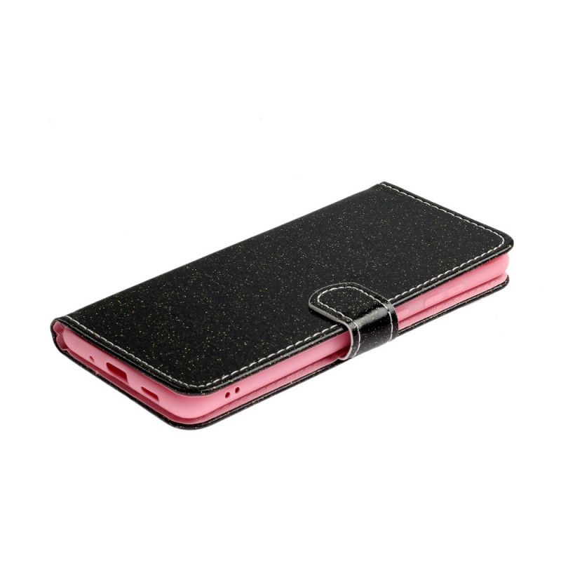 Flip Case Samsung Galaxy Note 20 Punainen Musta Paljetteja