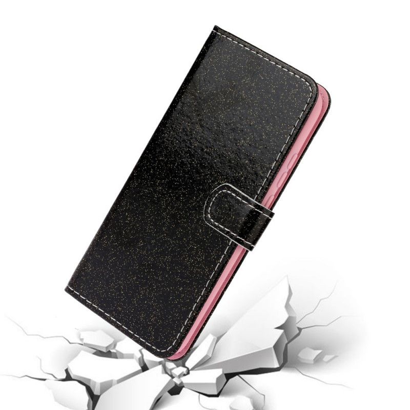 Flip Case Samsung Galaxy Note 20 Punainen Musta Paljetteja