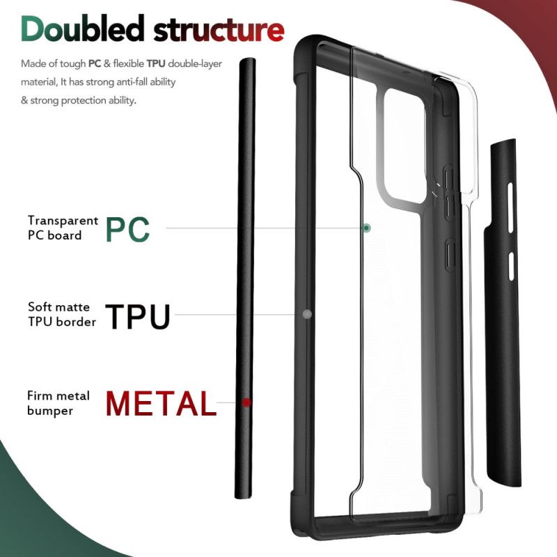 Kuori Samsung Galaxy Note 20 Punainen Musta Viistot Reunat Ja Metalli