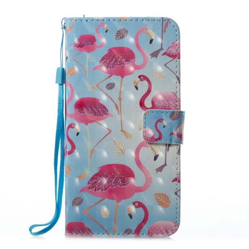 Flip Case iPhone 7 Plus / 8 Plus Vaaleansininen Valkoinen Useita Flamingoja