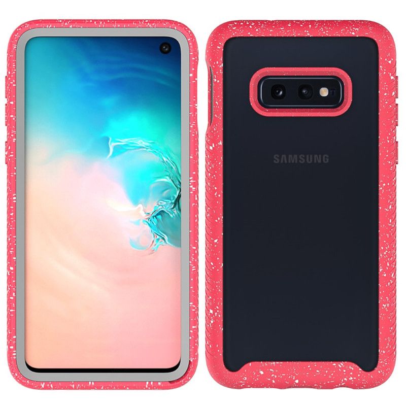 Case Kuoret Samsung Galaxy S10e Vaaleanpunainen Valkoinen Puhelinkuoret Kimallusreunan Muotoilu