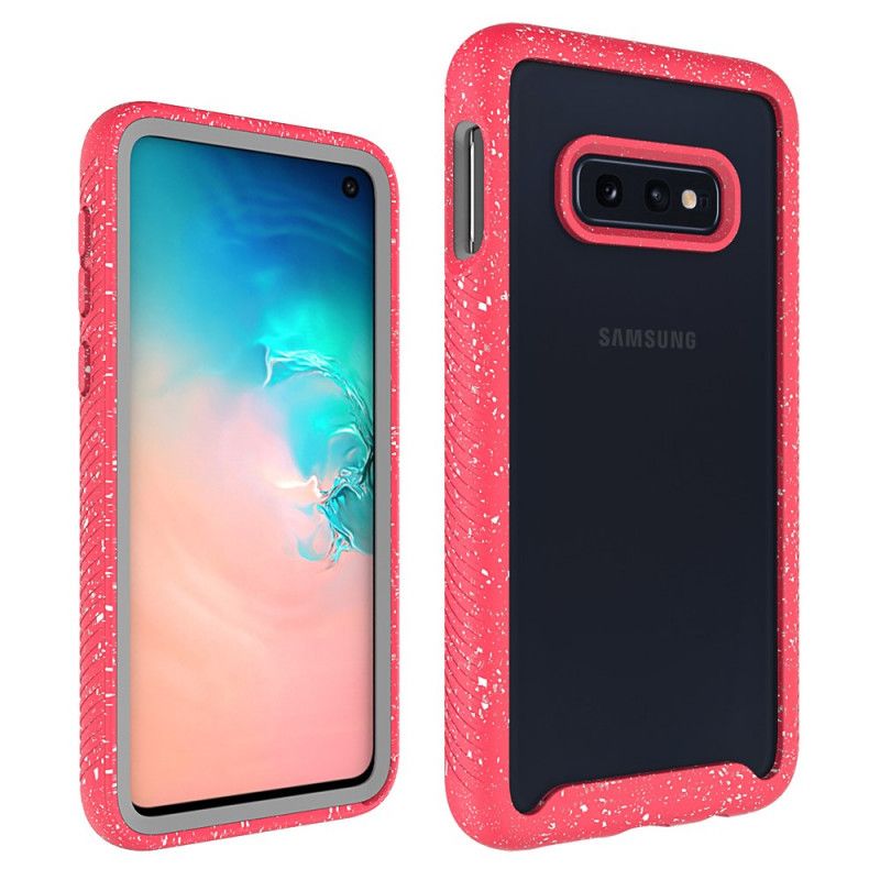 Case Kuoret Samsung Galaxy S10e Vaaleanpunainen Valkoinen Puhelinkuoret Kimallusreunan Muotoilu