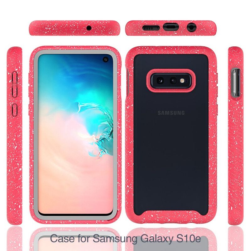 Case Kuoret Samsung Galaxy S10e Vaaleanpunainen Valkoinen Puhelinkuoret Kimallusreunan Muotoilu