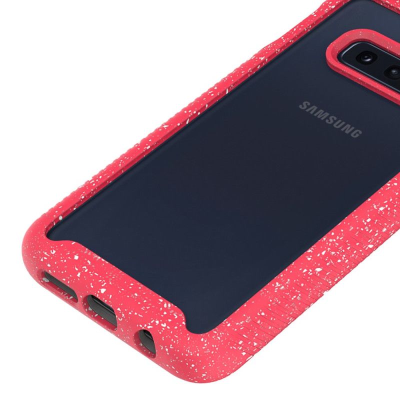 Case Kuoret Samsung Galaxy S10e Vaaleanpunainen Valkoinen Puhelinkuoret Kimallusreunan Muotoilu