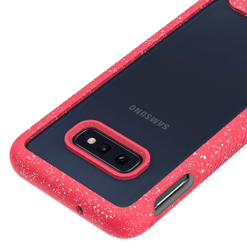 Case Kuoret Samsung Galaxy S10e Vaaleanpunainen Valkoinen Puhelinkuoret Kimallusreunan Muotoilu