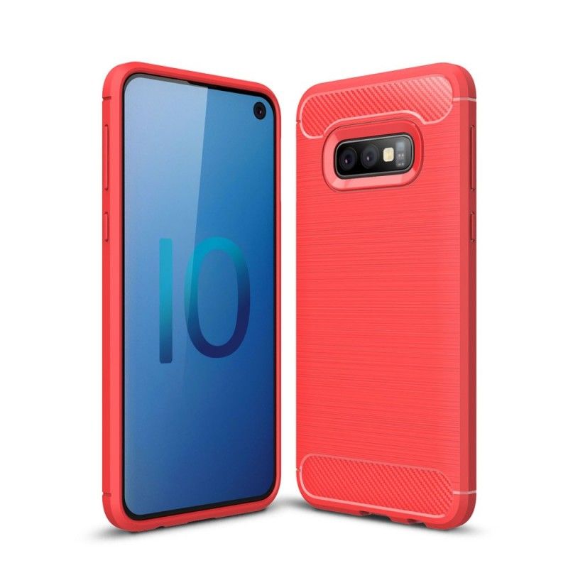 Kuori Samsung Galaxy S10e Punainen Musta Harjattu Hiilikuitu