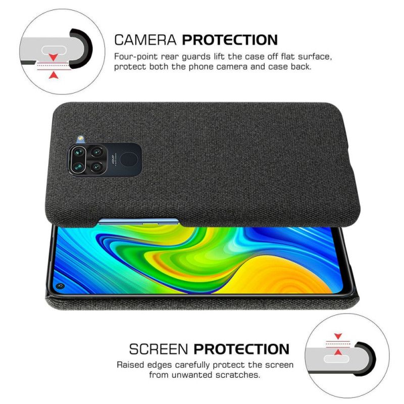 Case Kuoret Xiaomi Redmi Note 9 Harmaa Musta Puhelinkuoret Kankaan Rakenne