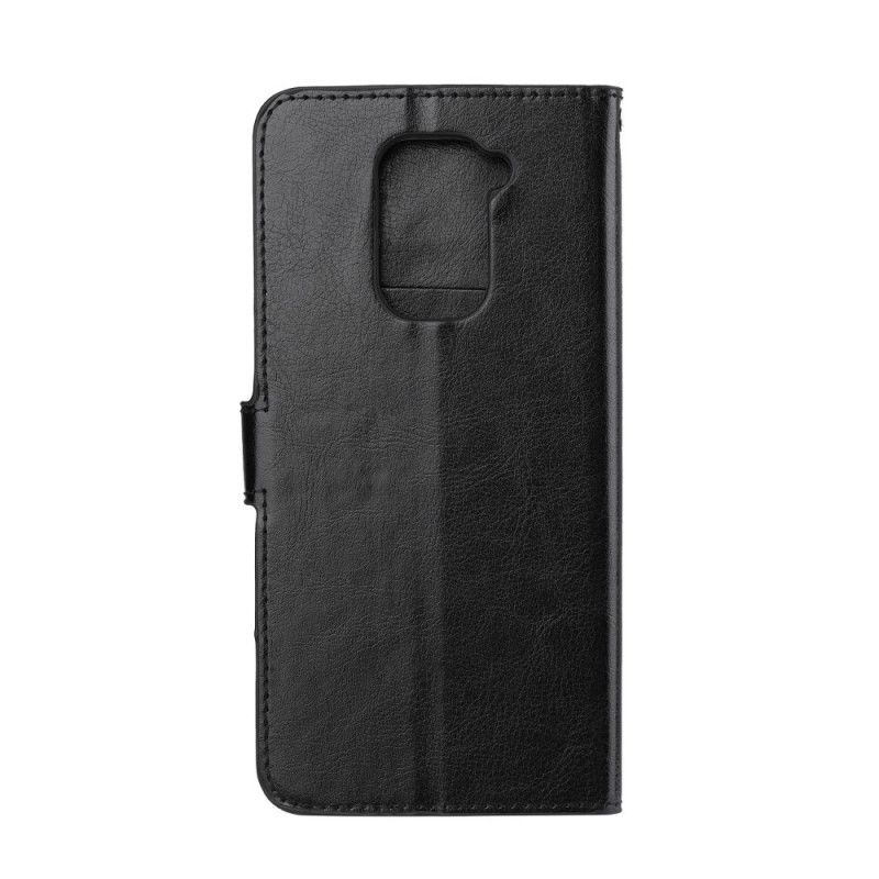 Flip Case Xiaomi Redmi Note 9 Punainen Musta Erittäin Ohut Nahkaefekti