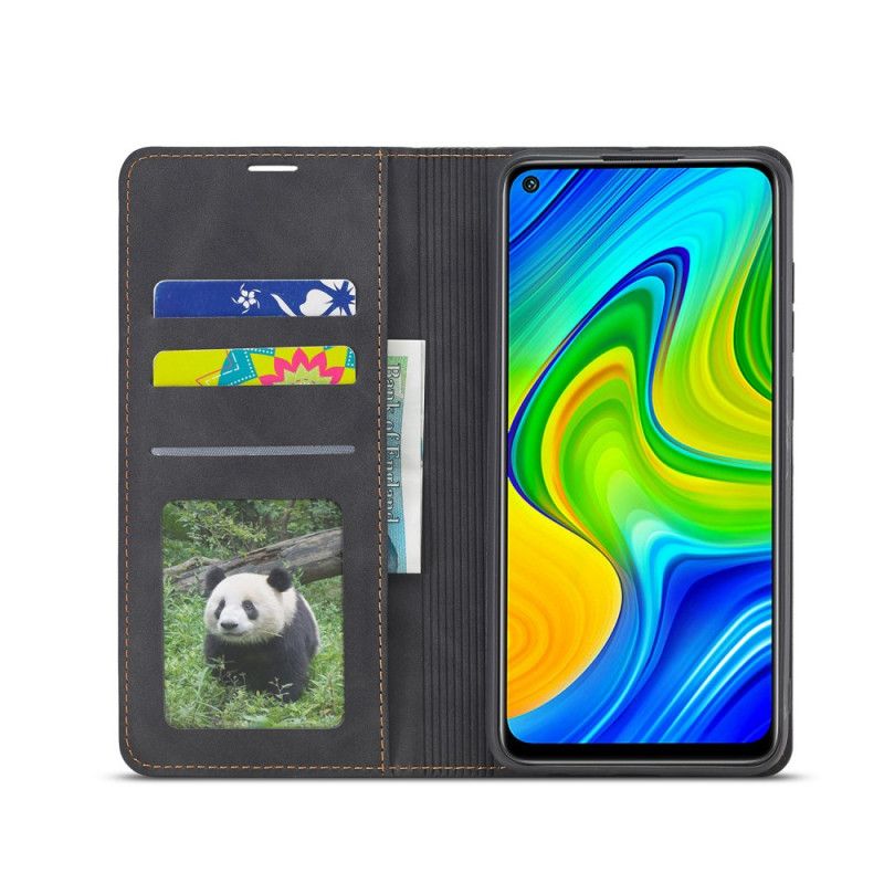 Flip Kotelot Xiaomi Redmi Note 9 Punainen Musta Forwenw Nahkaefekti