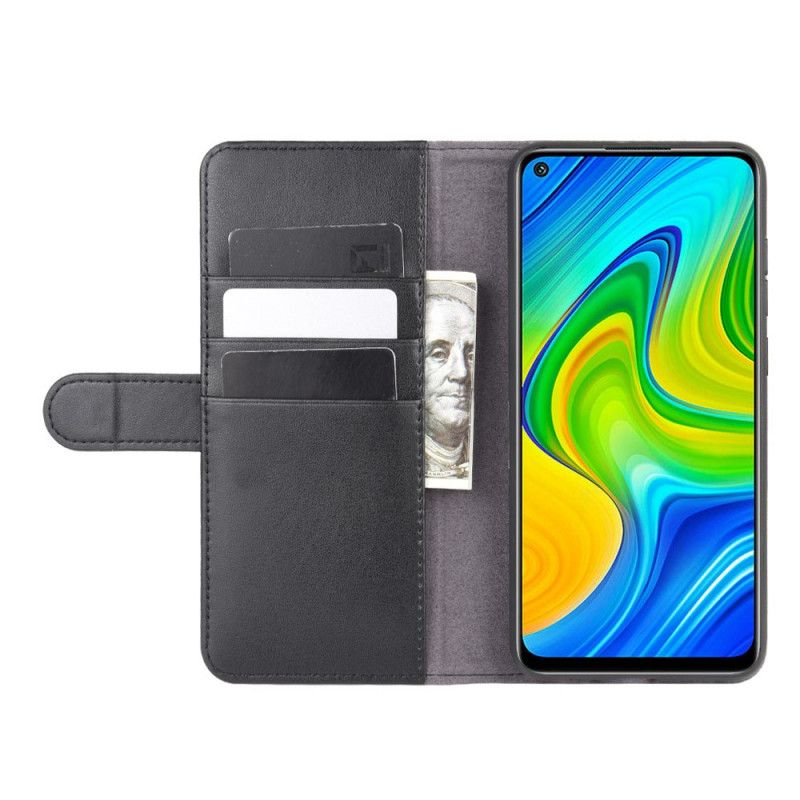 Kotelot Xiaomi Redmi Note 9 Ruskea Musta Aitoa Nahkaa Suojakuori