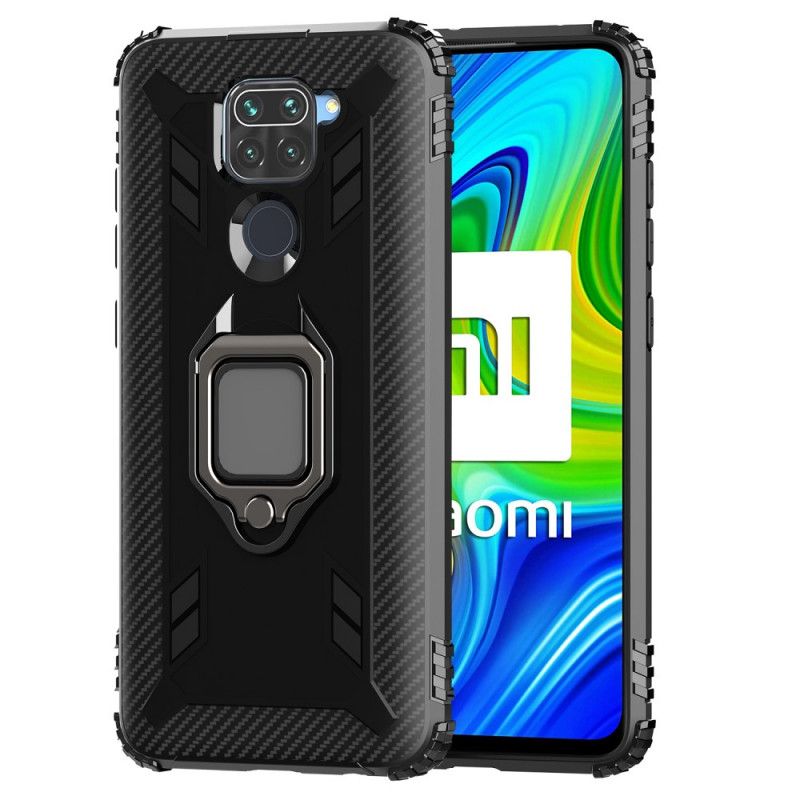 Kuori Xiaomi Redmi Note 9 Punainen Musta Rengas Ja Hiilikuitu