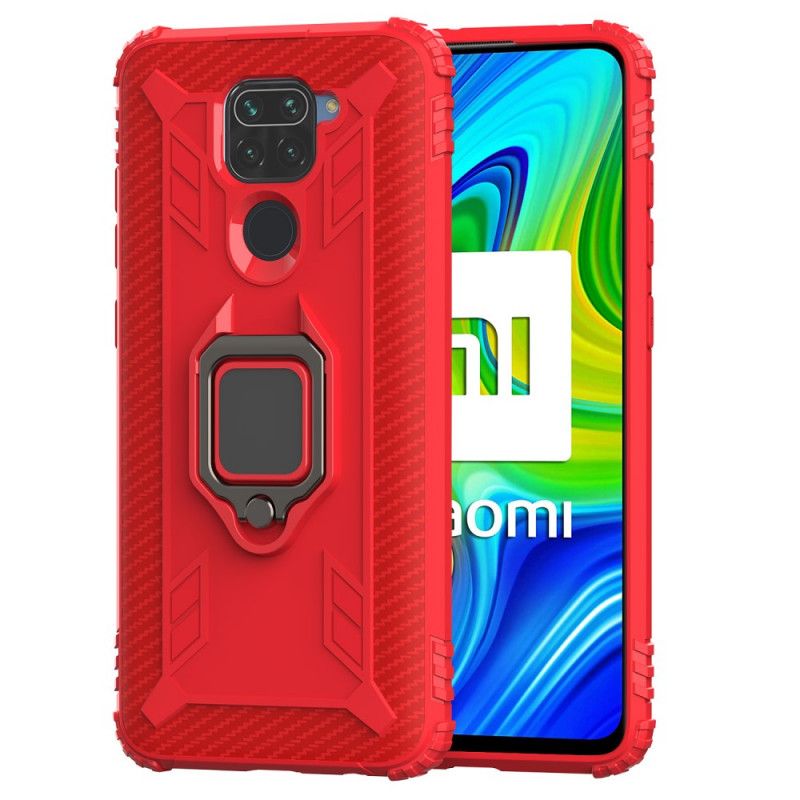 Kuori Xiaomi Redmi Note 9 Punainen Musta Rengas Ja Hiilikuitu