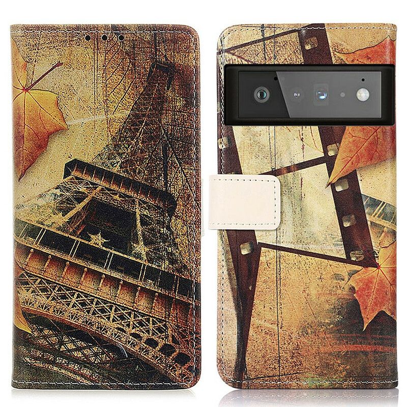 Flip Kotelot Google Pixel 6 Pro Eiffel-torni Syksyllä