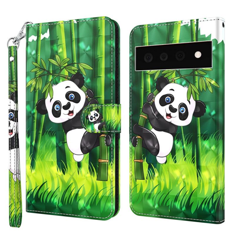 Flip Kotelot Google Pixel 6 Pro Panda Ja Bambu Suojakuori