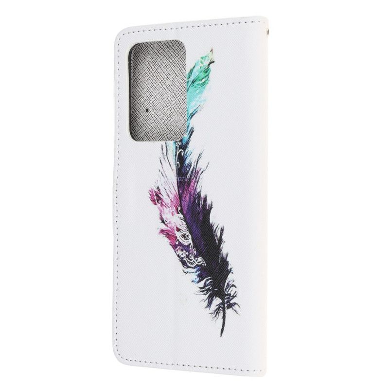 Flip Case Samsung Galaxy Note 20 Ultra Höyhen Stringillä