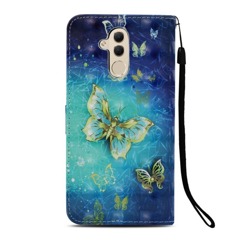 Kotelot Huawei Mate 20 Lite Kolmiulotteiset Kultaiset Perhoset