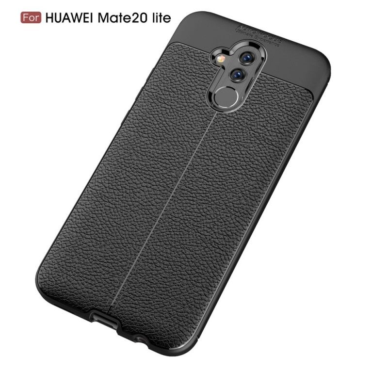 Kuori Huawei Mate 20 Lite Harmaa Musta Kaksilinjainen Litsi Nahkainen Vaikutus Suojakuori