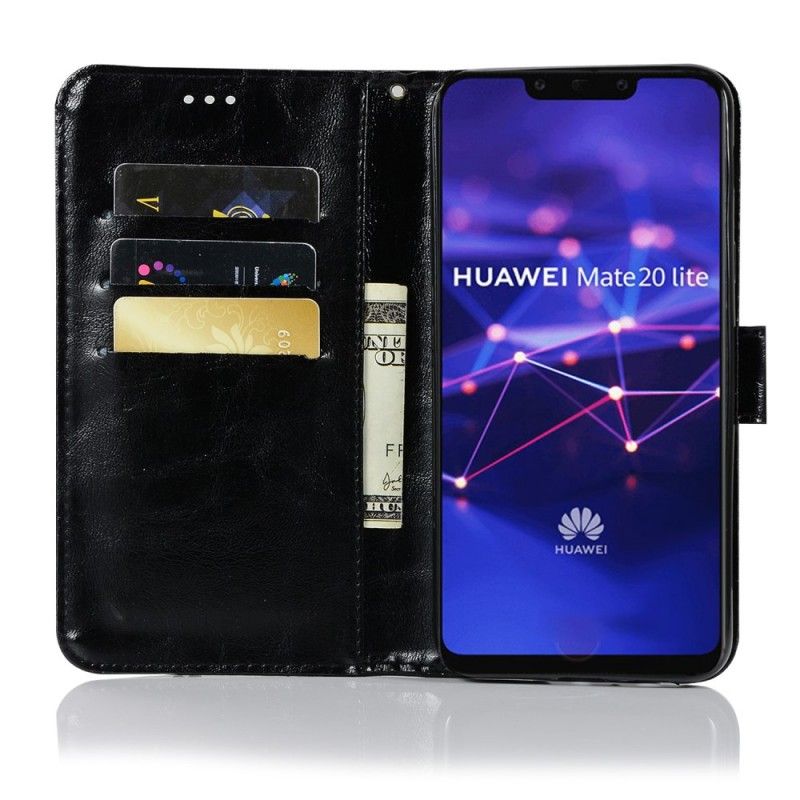 Suojakuori Huawei Mate 20 Lite Musta Vintage Nahkainen Vaikutus Hihnalla