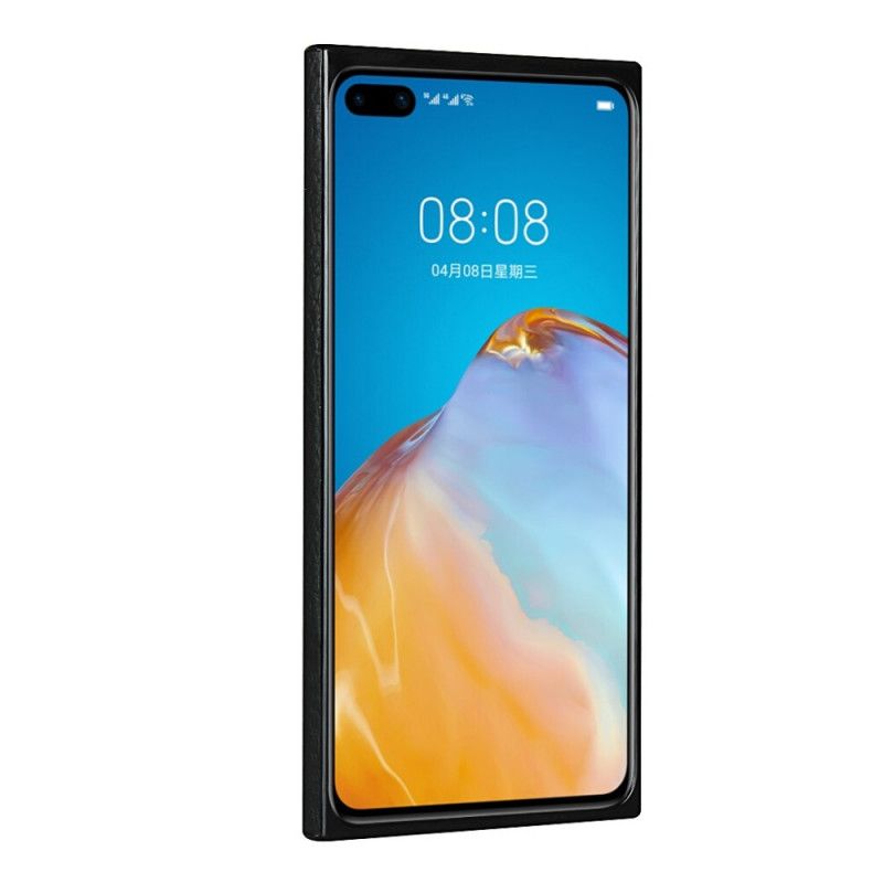 Case Kuoret Huawei P40 Harmaa Musta Puhelinkuoret Aitoa Litsi Nahkaa Hihnalla