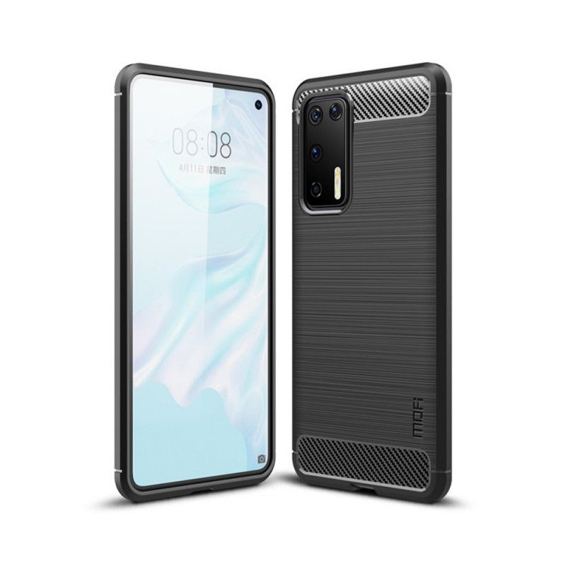 Case Kuoret Huawei P40 Harmaa Musta Puhelinkuoret Mofi Harjattu Hiilikuitu