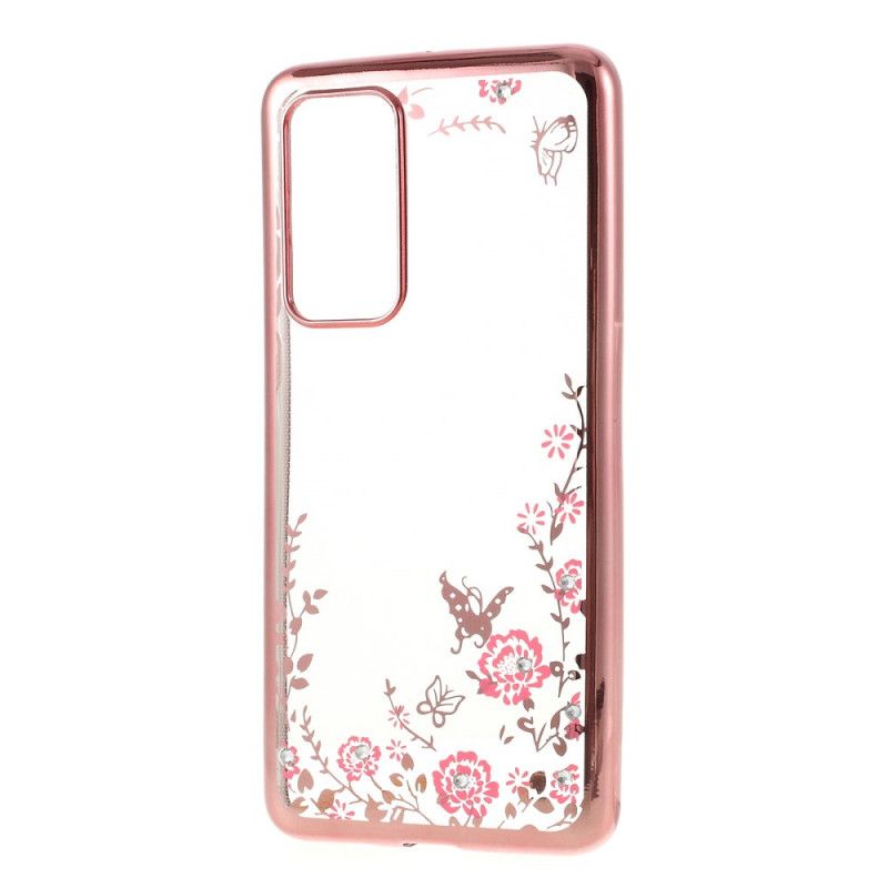 Case Kuoret Huawei P40 Ruusukulta Kulta Puhelinkuoret Metallivaikutelma Reunuksella Perhosia