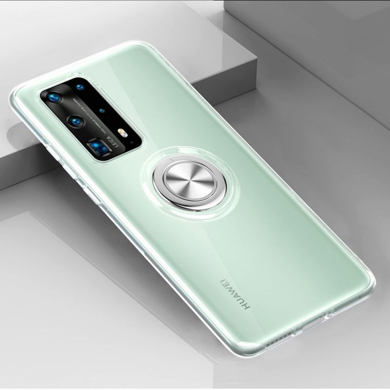 Kuori Huawei P40 Punainen Musta Läpinäkyvä Yksittäinen Metallirengas Suojakuori