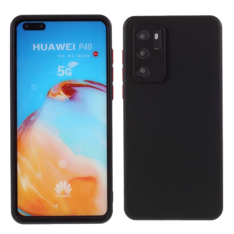 Kuori Huawei P40 Punainen Musta Taipuisa Silikonipainike