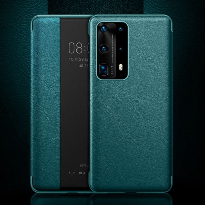 Näkymäkansi Huawei P40 Musta Nahkaefekti