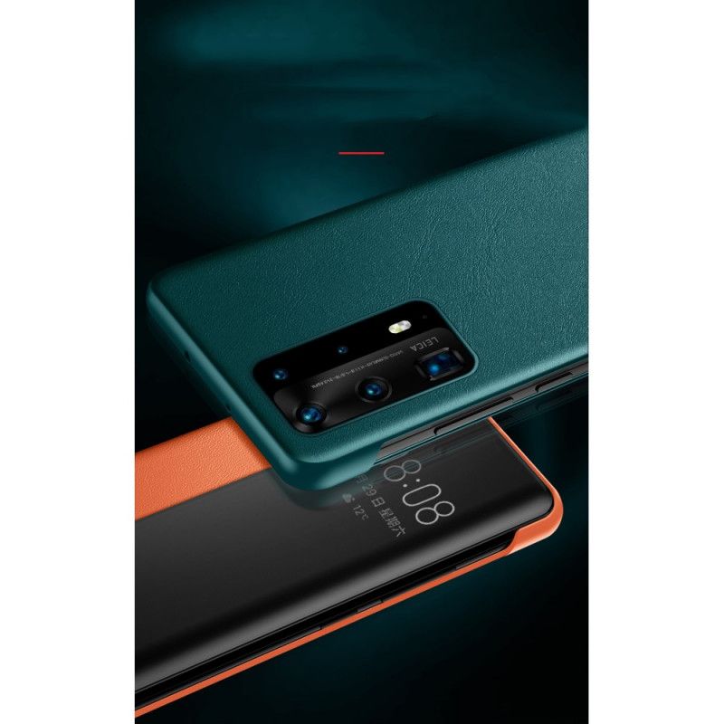 Näkymäkansi Huawei P40 Musta Nahkaefekti